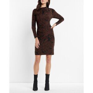 Express Marble Print Draped Midi Dress XS